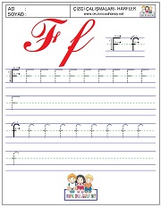 f harfi çizgi çalışması